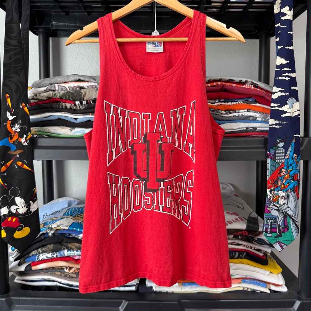 Vintage Red Indiana Hoosiers Chalk Line Tank Top Size M Minor Thrashing